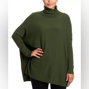 Joseph A. Forest Green Turtleneck Poncho Sweater – Cozy Chic, Size Small